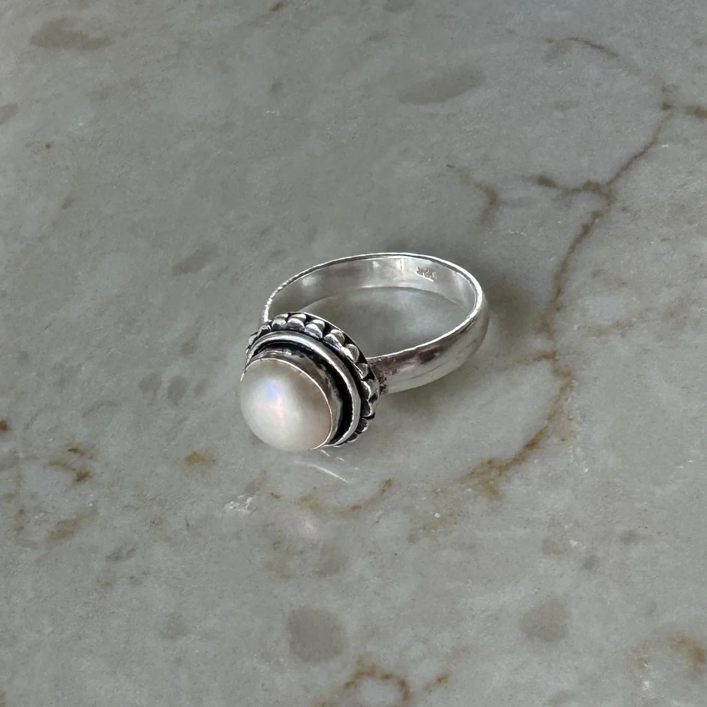 NWOT Sundance Snowy Afternoon Ring, Pearl, Sterling Silver